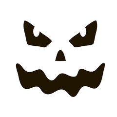 Scary Halloween face stencil, silhouette with creepy sewed smile