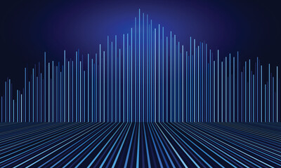 Obraz premium Speed lines, audio concept or finance. Dark blue illustration with financial indexes.