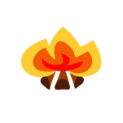 Wood-burning bonfire icon in a flat style