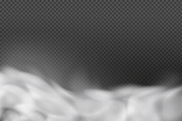 Smoke rings.White vector cloudiness ,fog or smoke on dark checkered background.Cloudy sky or smog over the city.Vector illustration.