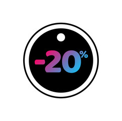 20 percent off vector icon. 20 percent off offer symbol.