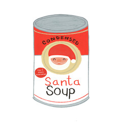 Happy Santa soup illustration PNG hand draw Merry Christmas ornament gift card print pattern seamless transparent background 