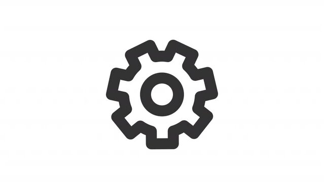 Animated setting gear line ui icon. Developer mode. Setup. Seamless loop HD video with alpha channel on transparent background. Outline isolated user interface element motion graphic animation