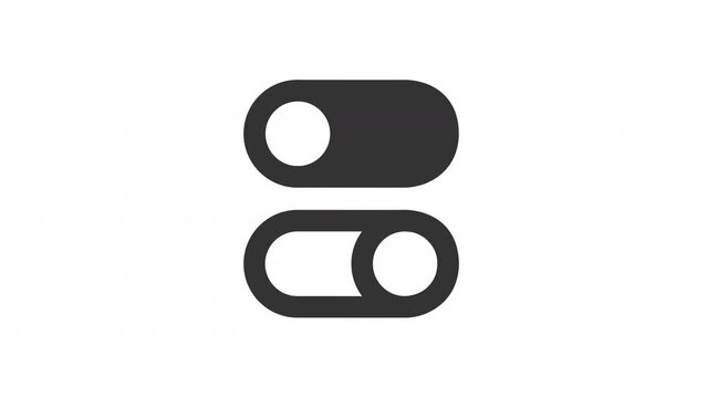Animated shifting line ui icon. Switch on and off buttons. Seamless loop HD video with alpha channel on transparent background. Outline isolated user interface element motion graphic animation