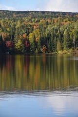 Reflection on the lake in autumn, Sainte-Apolline, Qu&eacute;bec, Canada