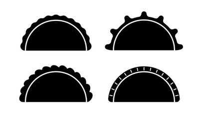 empanadas vectors icon set, isolated EPS, vectorial empanada argentina, argentine empanadas, argentinian empanadas, patty pie 	
