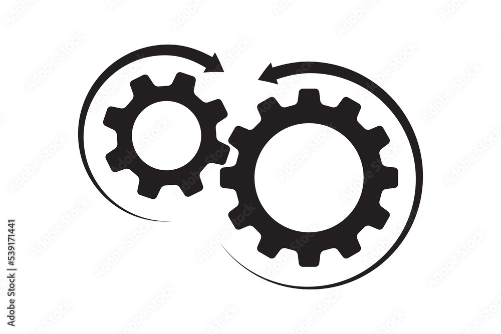 Aufkleber setting icon vector with work cog gear element. cogweel mechanism symbol.