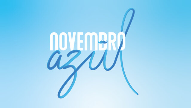 Novembro Azul selo lettering para campanhas de apoio à saúde masculina contra o câncer de próstata.