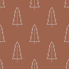 Christmas Tree Boho Seamless Pattern, Abstract Modern Merry Christmas Background