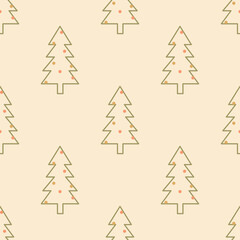 Christmas Tree Boho Seamless Pattern, Abstract Modern Merry Christmas Background