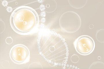 Hyaluronic acid hair and skin solutions ad, white collagen serum drop with cosmetic advertising background ready to use, illustration vector.