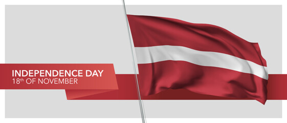 Latvia independence day vector banner, greeting card.