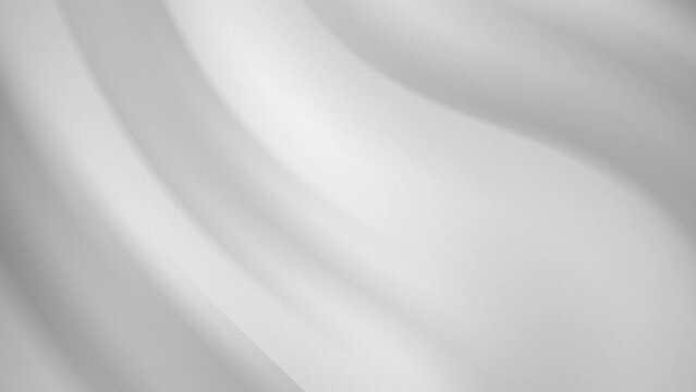 White Grey Curve Waves Flow Abstract Motion Background. Animated movement of the canvas. The wave movements. Grey White Smooth Liquid Waves.