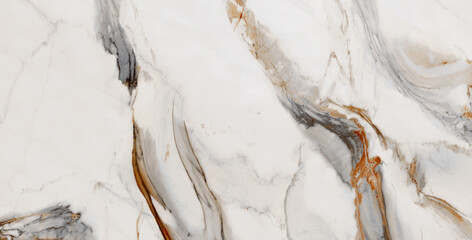 white statuario marble texture background with brown vines. carrara statuario glossy granite for...