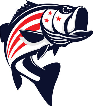 EROVE American Flag Largemouth Bass Fish Fishing