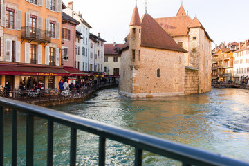 Fototapeta na wymiar Annecy. FRANCE. View of the river Thiou flowing through the city of Annecy