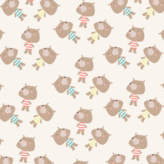 Seamless pattern with cute little bear animal perfect for wrapping paper