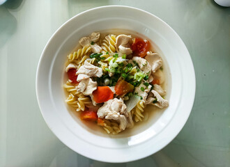 Homemade macaroni soup 