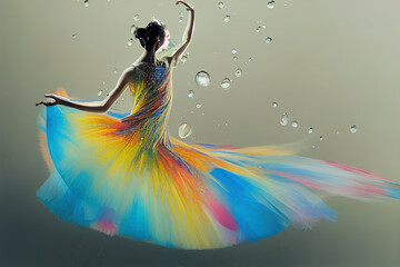Ballet girl in a rainbow dress