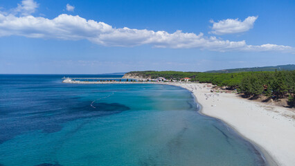 Aerial view of Kabatepe beach in Gallipoli peninsula in Turkey