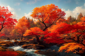 Naklejka na ściany i meble Japanese autumn