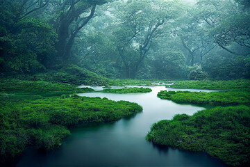 River and lush foliage