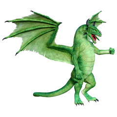 3D Rendering Fairy Tale Dragon on White