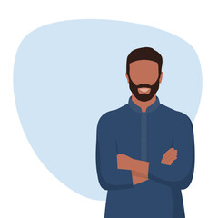 Confident Indian man posing with crossed arms