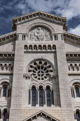 Fototapeta na wymiar Monaco Cathedral of Our Lady of the Immaculate Conception or Saint Nicholas Cathedral. Roman Catholic Cathedral located on site of the church built in 1252. Monaco-Ville, Monaco.