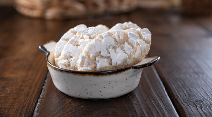 Sicilian Almond Cookies - Almond Pastes. Traditional dessert of the South of Italy. High quality photo. Copy space