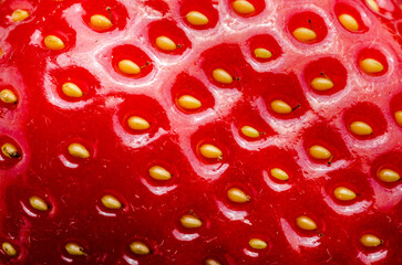 Close-up macro of a fresh strawberry with fine details