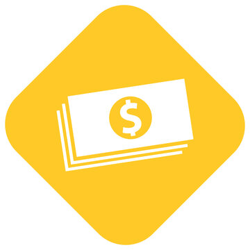 Yellow Cash Doller Sign Icon Vector