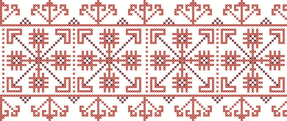 Scheme for embroidery stripe with diamonds Scandinavian style