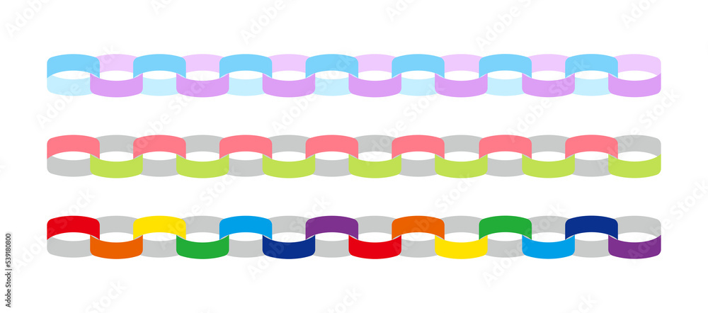 Poster border line illustration made of colorful colored paper in the form of a ring and woven into an inte
