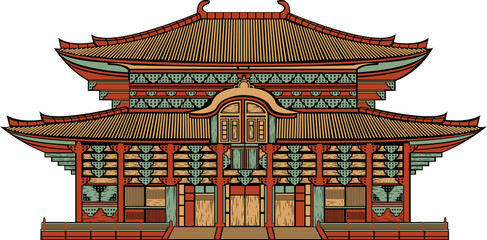 Todaiji temple in nara japan. Isolated vector.
