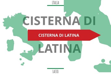 Cisterna di Latina: Illustration mit dem Namen der italienischen Stadt Cisterna di Latina - obrazy, fototapety, plakaty