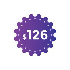 125 dollar price tag. Price $125 USD dollar only Sticker sale promotion Design. shop now button for Business or shopping promotion
