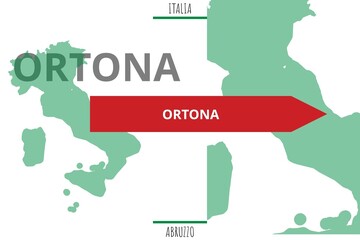 Ortona: Illustration mit dem Namen der italienischen Stadt Ortona - obrazy, fototapety, plakaty