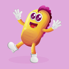 Cute yellow monster playful and happy