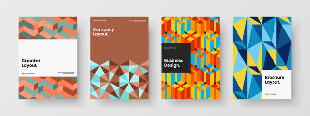 Trendy mosaic tiles corporate cover concept bundle. Original booklet design vector layout composition.