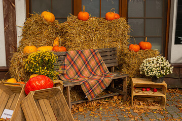 Halloween pumpkin decorations outdoor in Poland