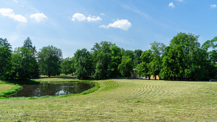 Pavilion Concert Hall in Catherine Park next to artificial pond, Tsarskoe Selo, Pushkin, St....