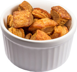 White pot with pork cracklings.