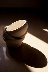 Beautiful ceramic tableware in a potter's studio