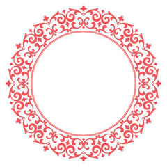 Decorative frame Elegant vector element for design in Eastern style, place for text. Floral pink and white border. Lace illustration for invitations and greeting cards