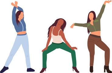 women rejoice and dance, isolated vector