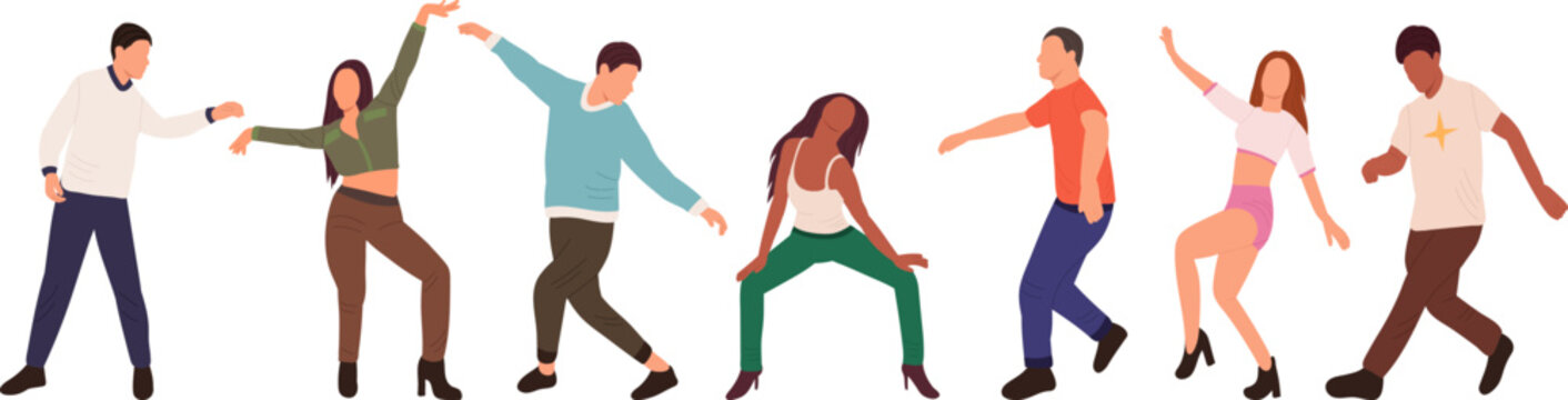people rejoice and dance, isolated vector