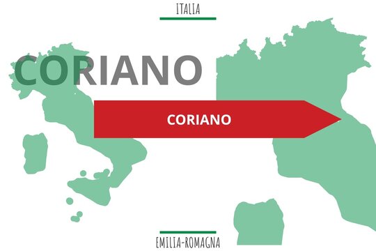 Coriano: Illustration mit dem Namen der italienischen Stadt Coriano
