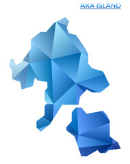 Vector polygonal Aka Island map. Vibrant geometric island in low poly style. Awesome illustration for your infographics. Technology, internet, network concept.