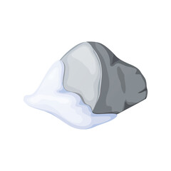 Gray stones or rocks in snow. Broken cartoon rocks and snowdrifts. Cartoon crags and snowdrifts. Ice age.